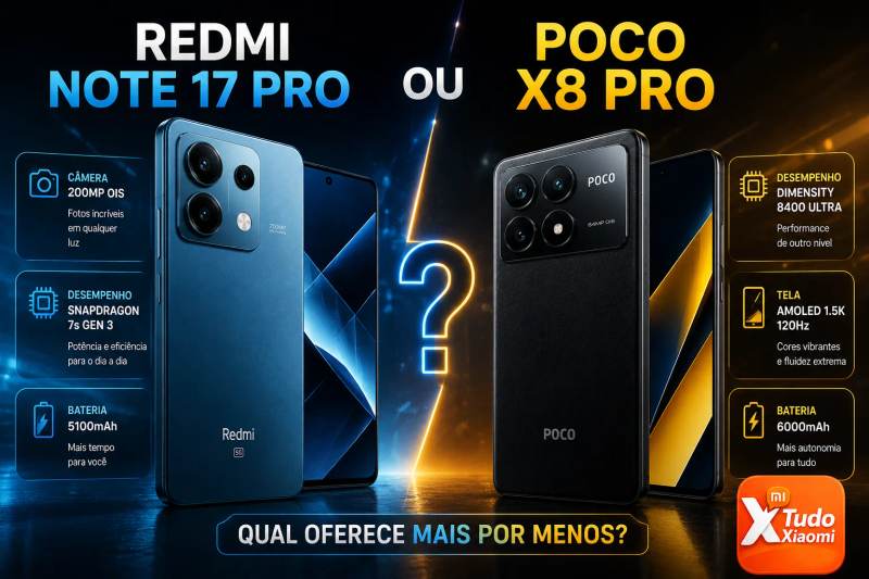 Redmi Note 17 Pro ou POCO X8 Pro: o comparativo mais completo de hoje 28/07/2026